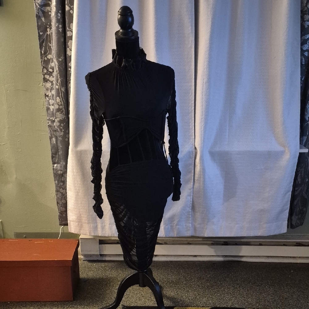 Source Unknown Black Long Sleeve Dress